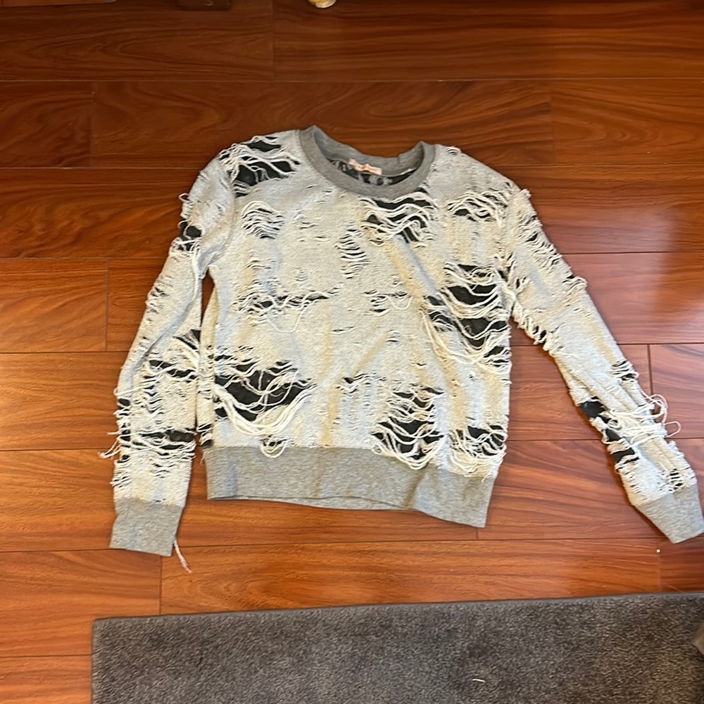 Distressed/Ripped Gray Top